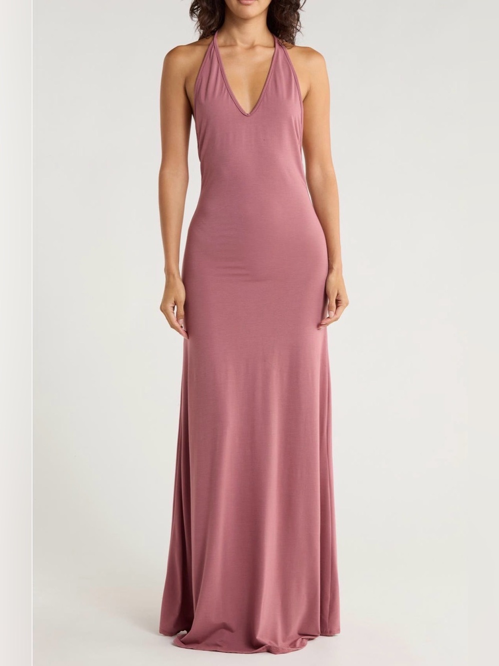 Go Couture Mauve Halter V-Neck Maxi‎ Dress Size S